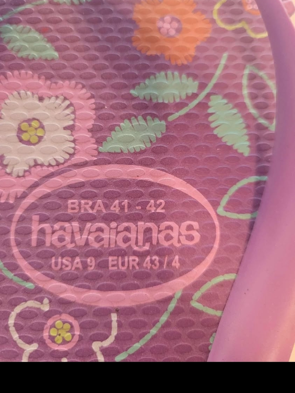 Havaianas Purple Floral Flip Flops with Pink Straps - Picture 2 of 3
